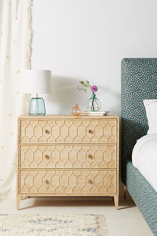 Slide View: 1: Textured Trellis Three-Drawer Dresser
