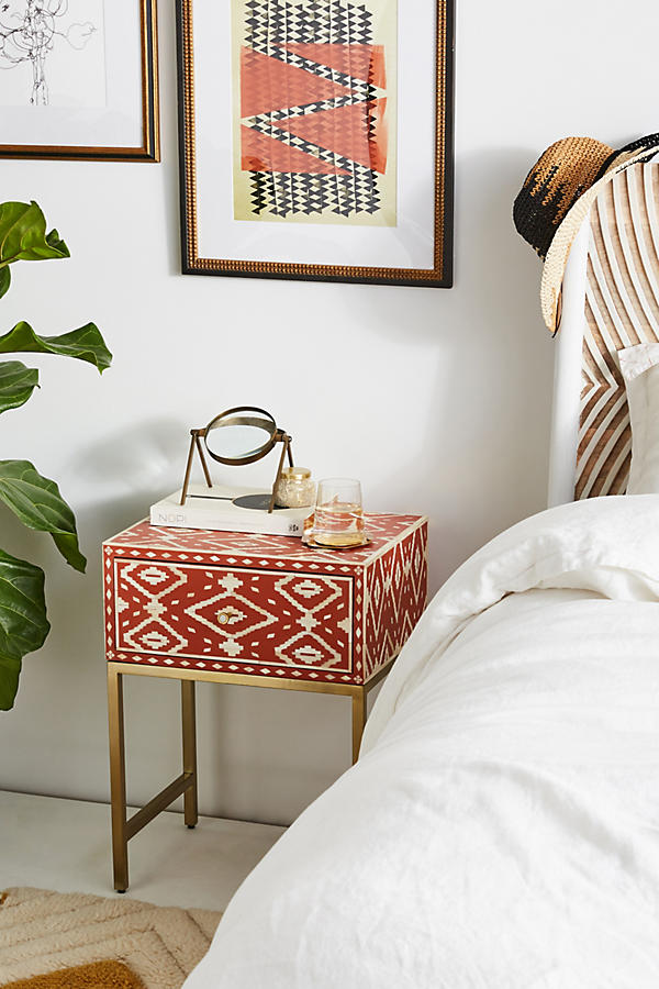 Slide View: 1: Ikat Inlay Nightstand