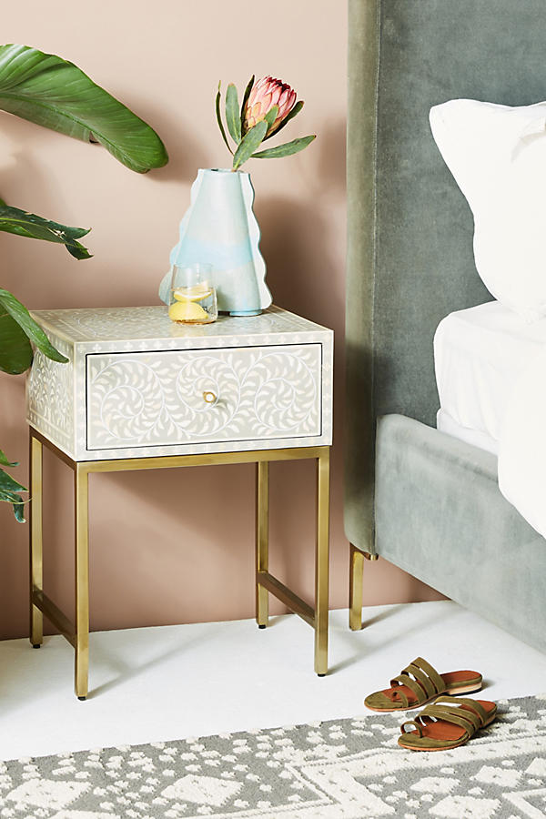 Slide View: 1: Scroll Vine Inlay Nightstand