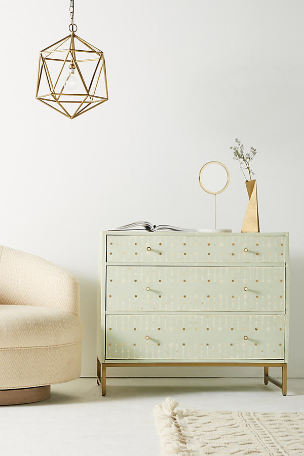 Slide View: 1: Circle Inlay Three-Drawer Dresser