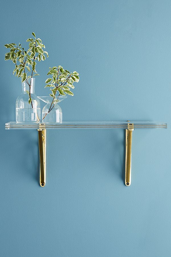 Slide View: 1: Brass Inlay Lucite Shelf