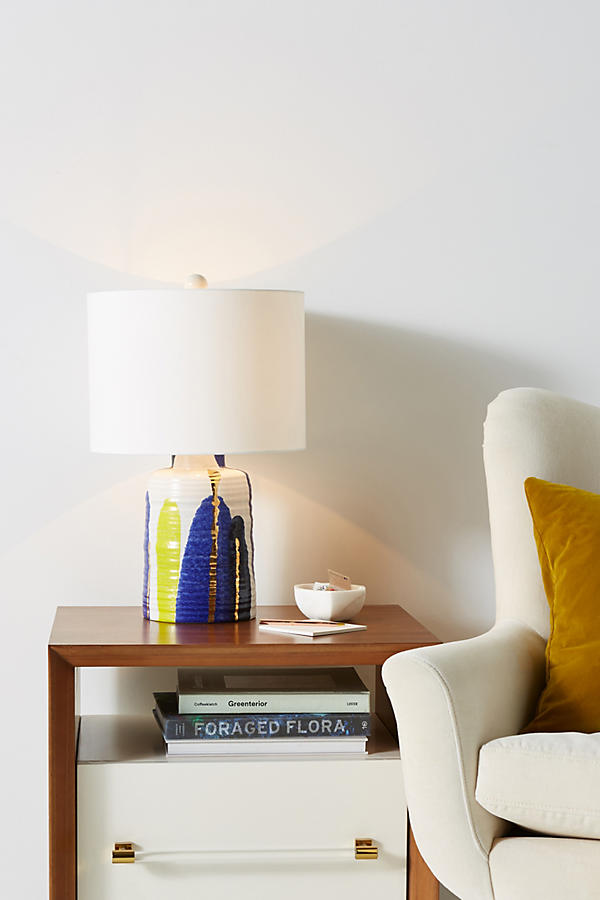 Slide View: 1: Glinted Gold Lamp Ensemble