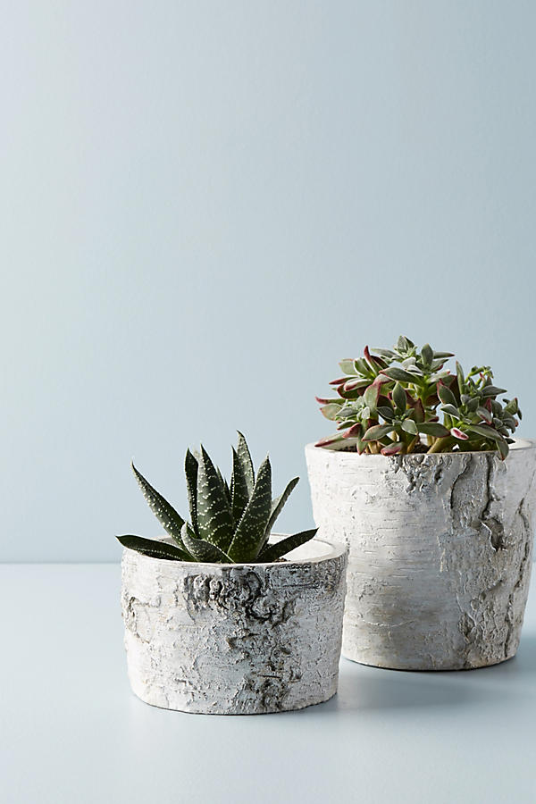 Slide View: 1: Metallic Faux Bark Planter