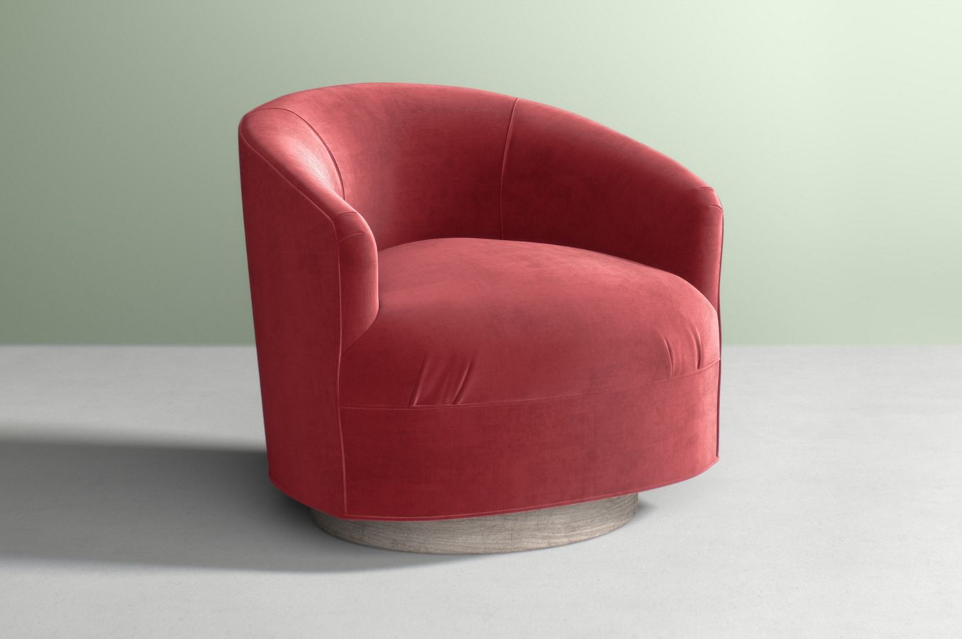 Living Coral Color Curved Swivel Chair