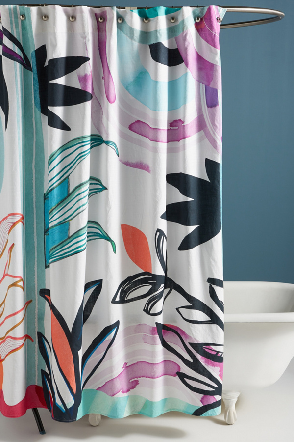 Brushed Blooms Shower Curtain Anthropologie