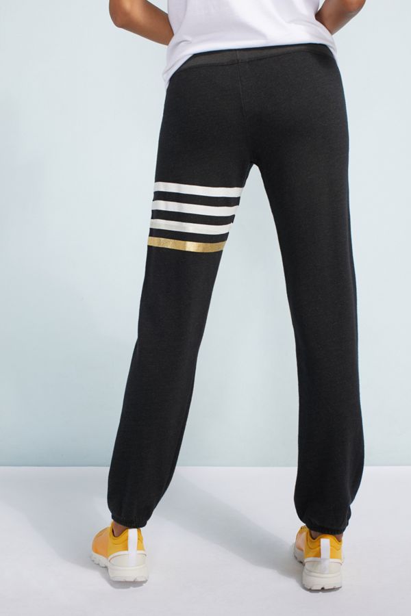blue and white striped joggers