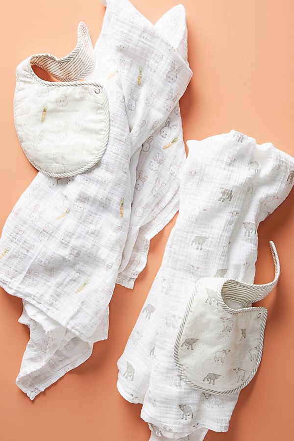 Slide View: 2: Bib & Swaddle Set