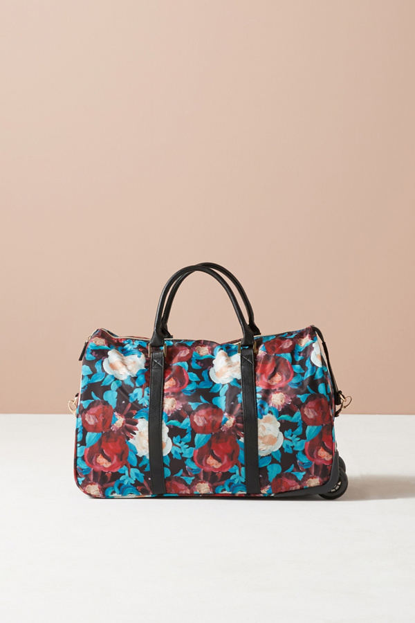 Floral Overlay Rolling Duffle Bag Anthropologie