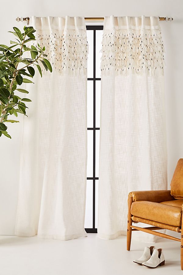 Slide View: 1: Macrame Tasseled Curtain