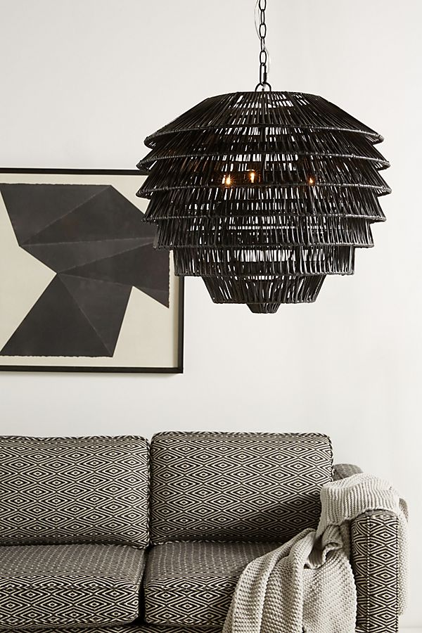 Slide View: 1: Tiered Rattan Pendant