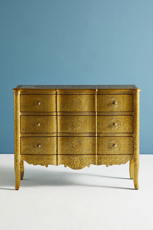 Slide View: 1: Hand-Embossed Three-Drawer Dresser