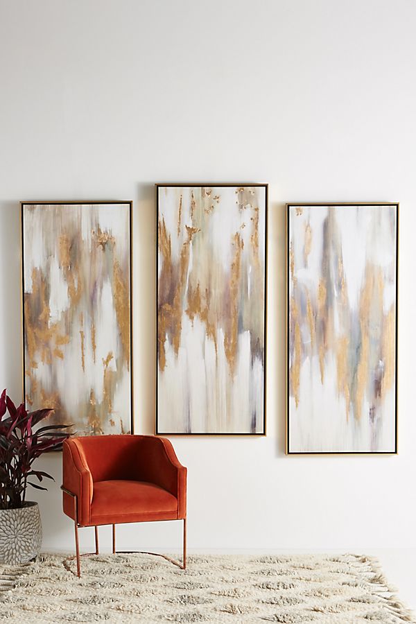 Slide View: 4: Gold Bull Triptych Wall Art