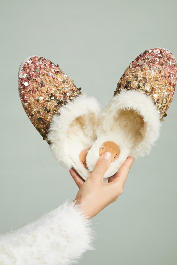 Ombre sequin slide slippers