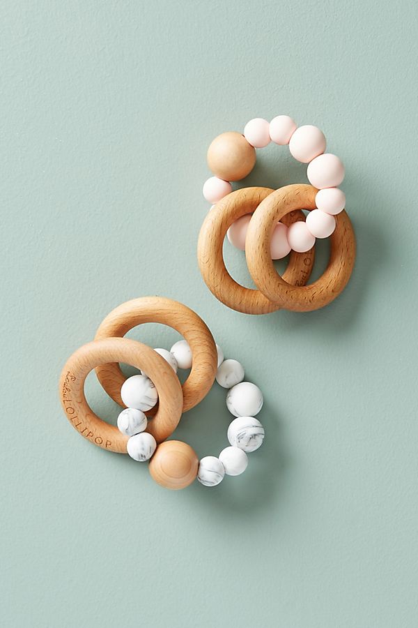 Slide View: 2: Bubble Silicone And Wood Teether