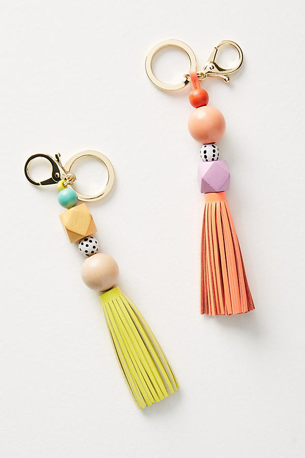 Slide View: 2: Wood & Tassel Keychain
