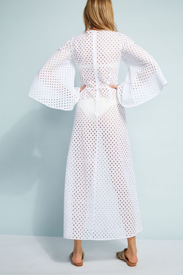 Eyelet Maya Ruffled Dress Ivory