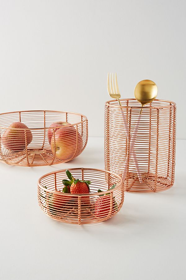 Slide View: 3: Copper Wired Berry Basket