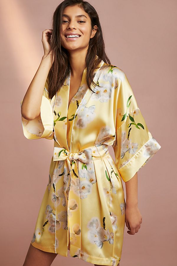 Slide View: 1: Violet & Wren Signature Silk Kimono Robe