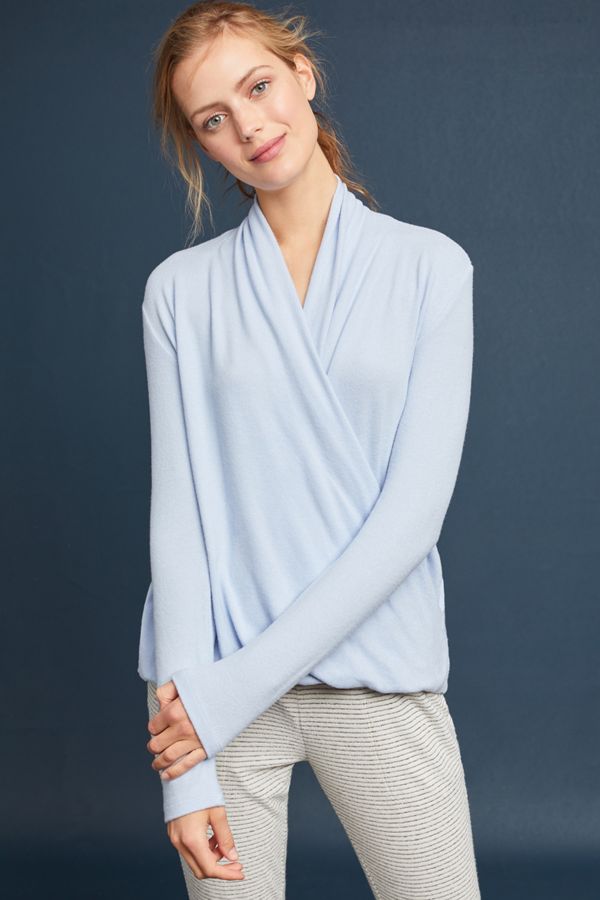 Slide View: 1: Brushed Fleece Wrap Top