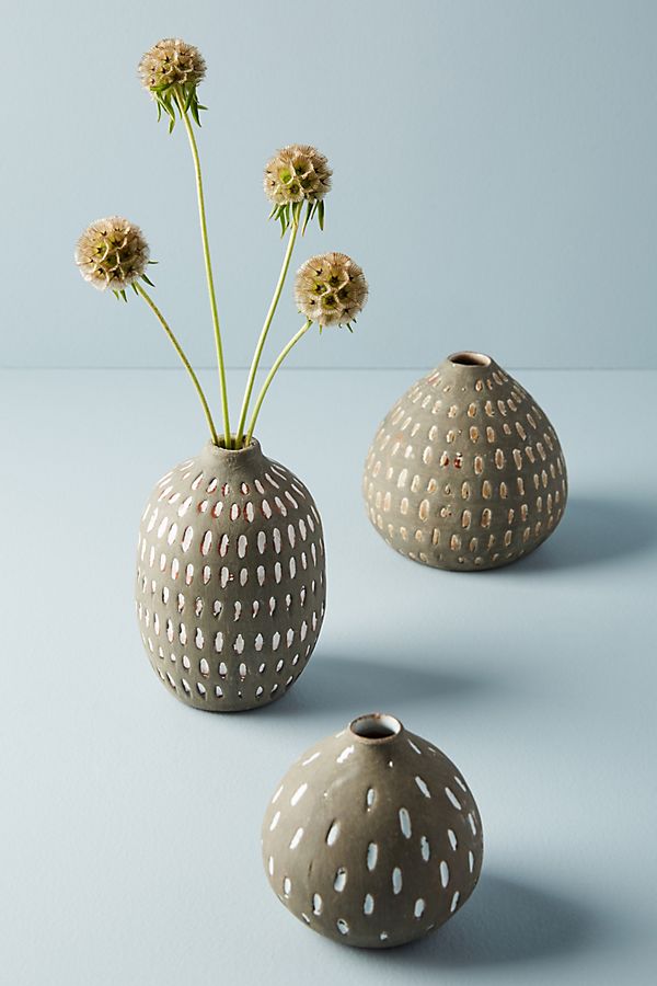 Slide View: 1: Splattered Terracotta Vase Set