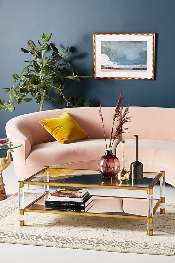 Slide View: 1: Oscarine Lucite Mirrored Coffee Table