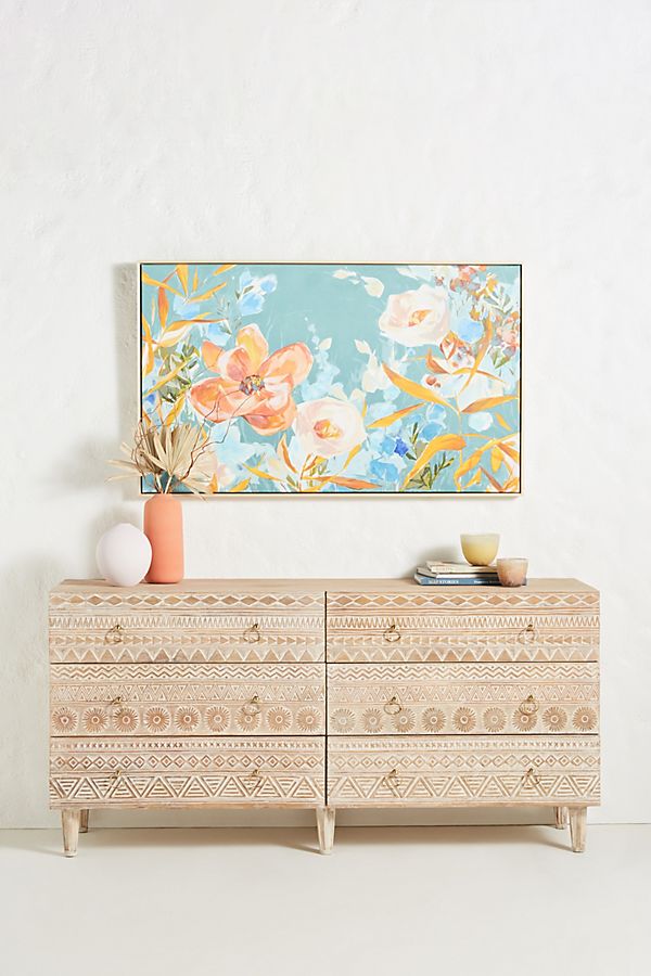 Slide View: 1: Handcarved Delhi Six-Drawer Dresser