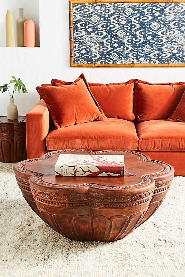 Slide View: 1: Handcarved Cicely Coffee Table