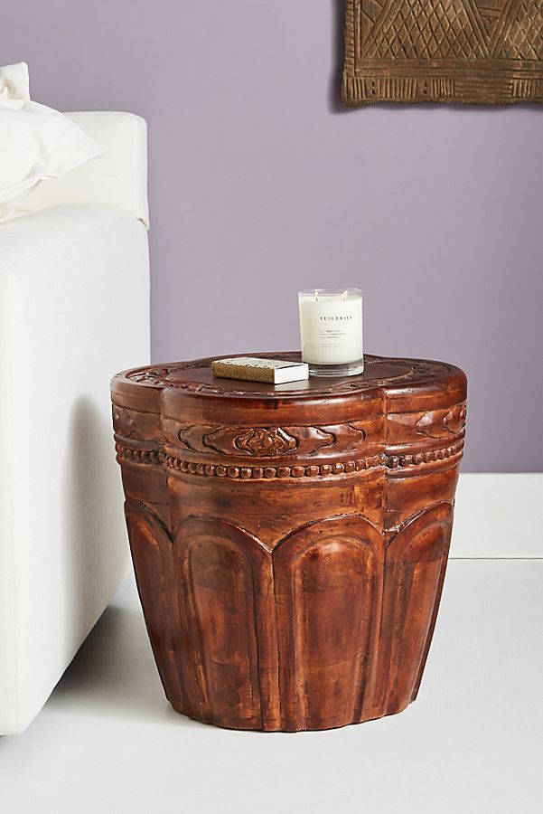 Slide View: 1: Handcarved Cicely Side Table