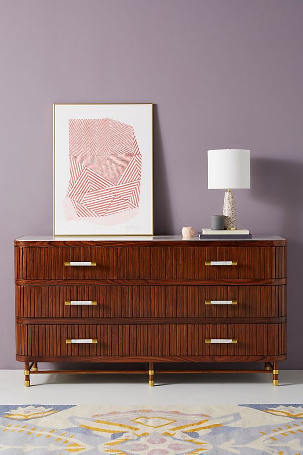 Slide View: 1: Deluxe Tamboured Six-Drawer Dresser