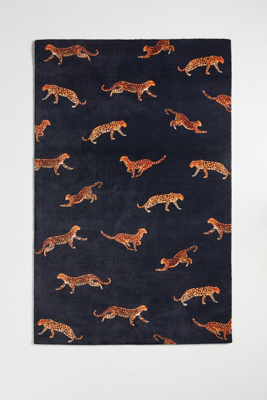 ANTHROPOLOGIE PRINTED CHEETAH RUG BY ANTHROPOLOGIE IN BLUE SIZE 2.5X9