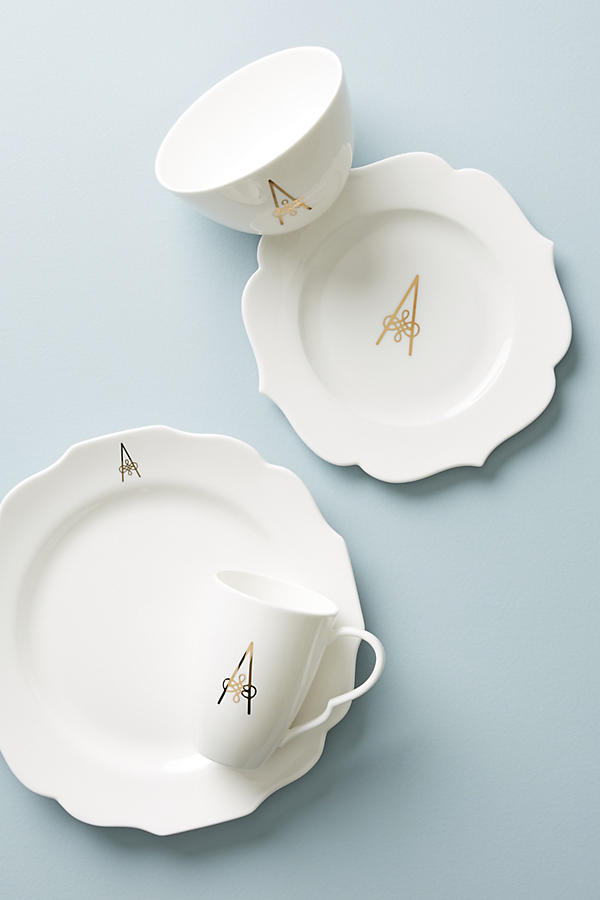 Slide View: 1: Scripted Monogram Dinner Plate