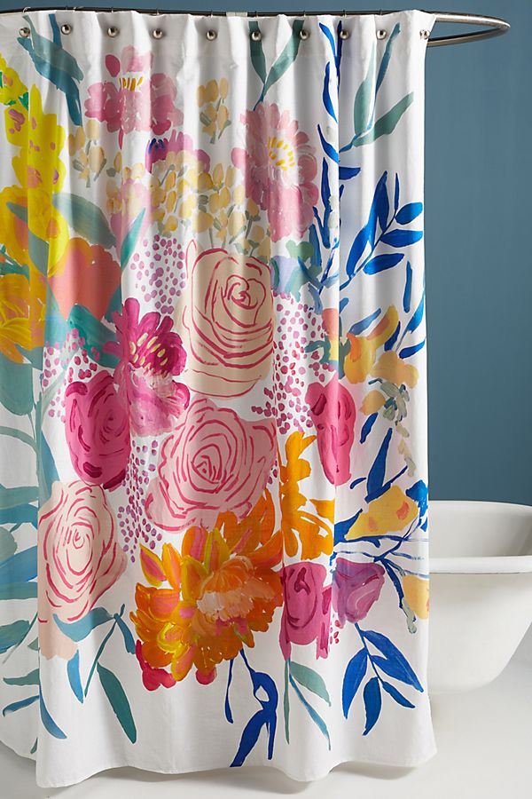 Slide View: 1: Paint + Petals Shower Curtain
