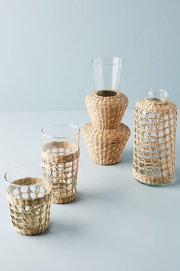 Slide View: 2: Seagrass-Wrapped Tumblers, Set of 4