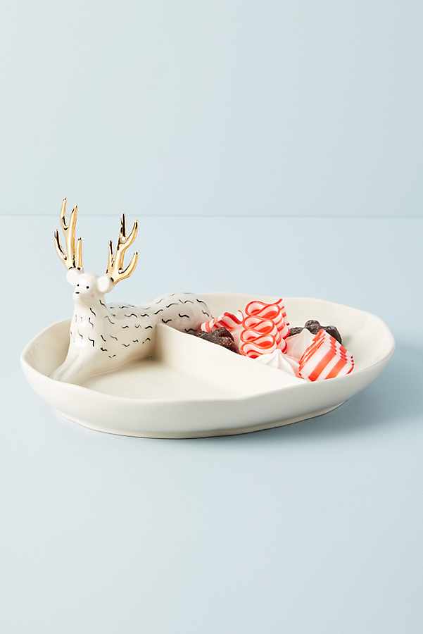 Slide View: 1: Fauna Fete Stag Split Serving Bowl