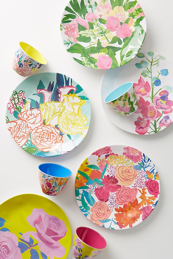 Slide View: 2: Paint + Petals Melamine Dinner Plate