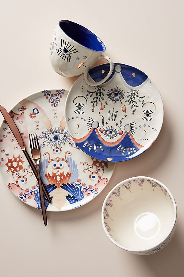 Slide View: 1: Longina Phillips Echo Dinner Plates, Set of 4
