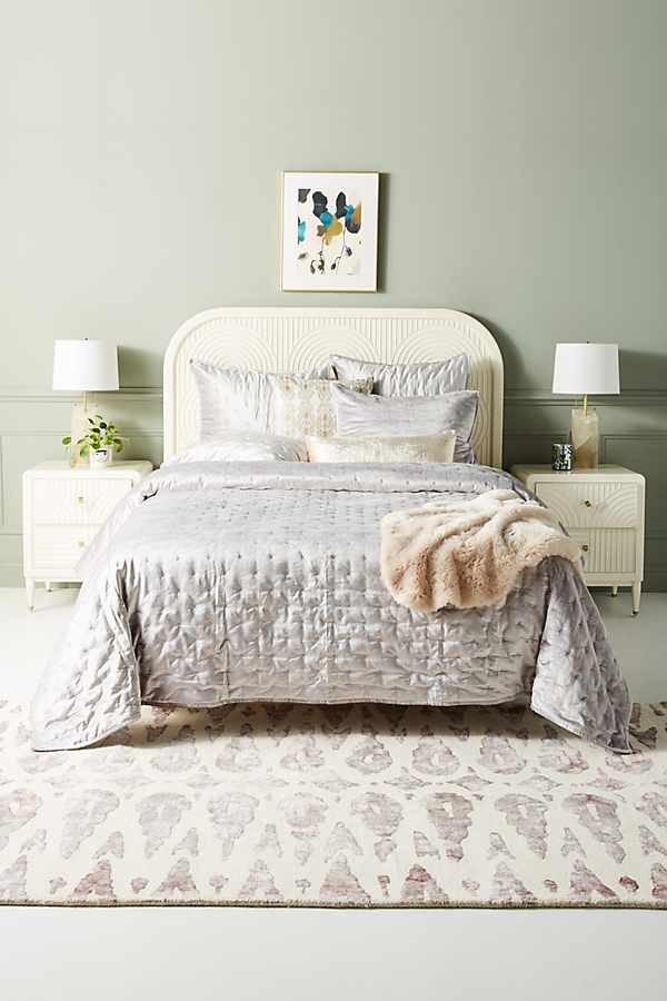 Slide View: 1: Velvet Cross-Stitched Quilt