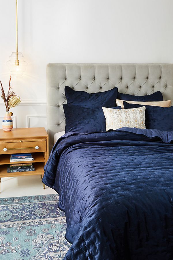 Slide View: 1: Velvet Cross-Stitched Quilt