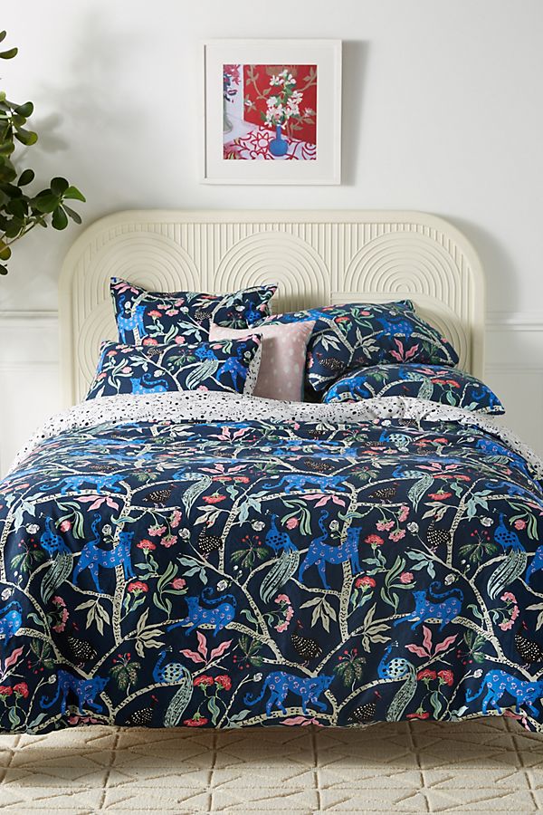 Slide View: 1: Emily Isabella Midnight Jasmine Duvet Cover