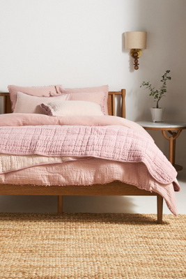 Anthropologie Reversible Airy Gauze Quilt By  In Purple Size Kg Top/bed