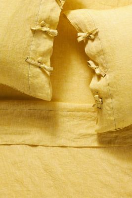 Anthropologie Harmony Hemp Sheet Set By  In Green Size Queen Set