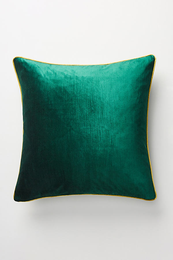 Anthropologie Adelina Slub Velvet Pillow By  In Green Size 18" Sq