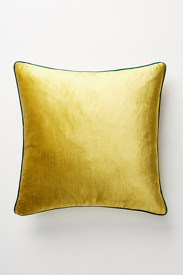 Anthropologie Adelina Slub Velvet Pillow By  In Yellow Size 22 X 22