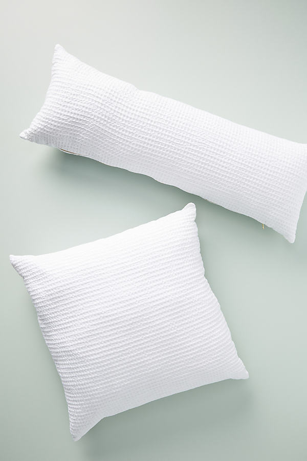 Anthropologie Woven Waffle Pillow In White