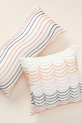 Anthropologie Rainbow striped Embroidered Pillow By In Assorted