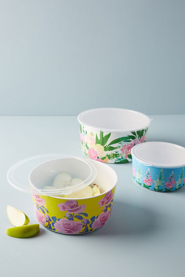 Slide View: 3: Paint + Petals Melamine Storage Bowl