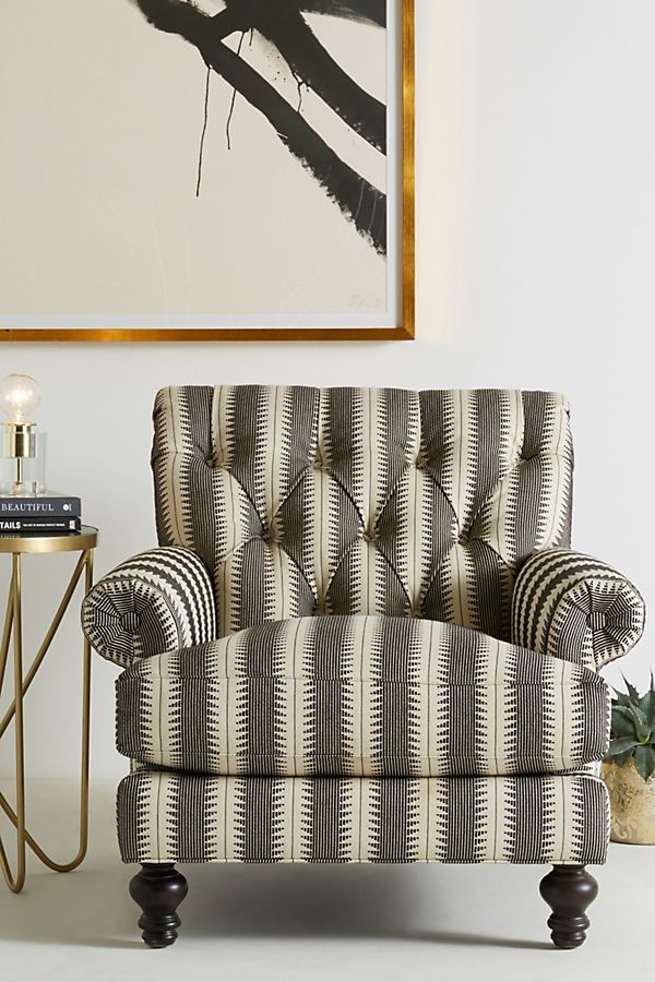 Slide View: 1: Suren-Striped Fan Pleat Chair