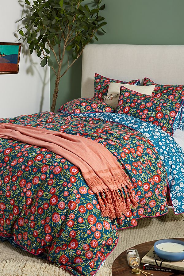 Slide View: 1: Painted Poppies Duvet Cover