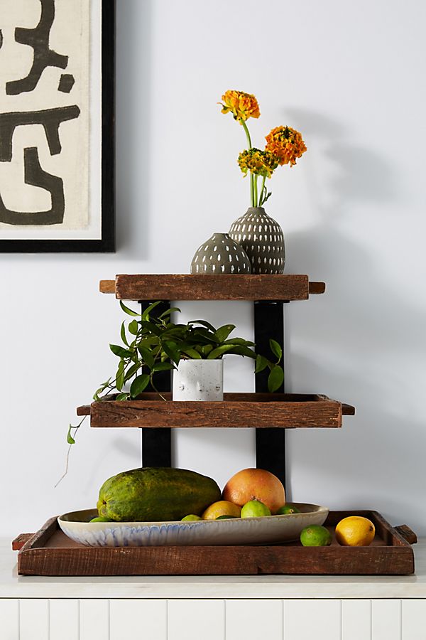Slide View: 1: Reclaimed Wood Tiered Stand