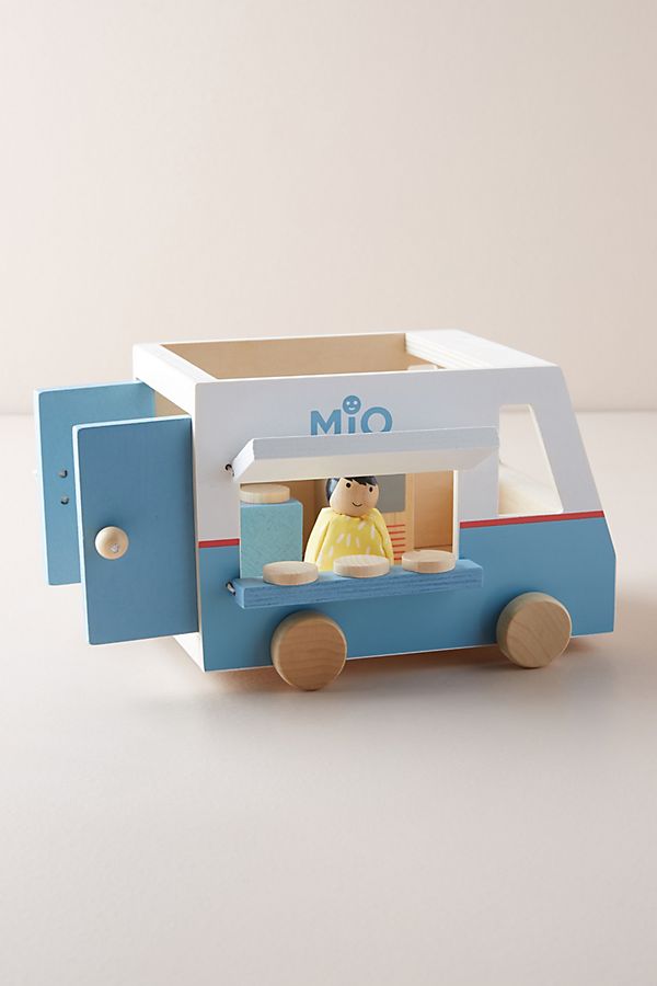 Slide View: 1: Wooden Food Truck Toy Set